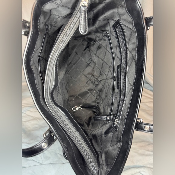 Michael Kors Signature Tote Bag | Black MK Logo Coated Canvas - Picture 6 of 7